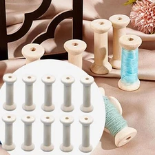 10x Unfinished Wooden Spools Weaving Bobbins Convenient Thread Spool Organizer