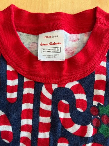 HANNA ANDERSSON CHRISTMAS CANDY CANE LONG SLEEVE PJ SHIRT SZ 8 - Picture 3 of 5