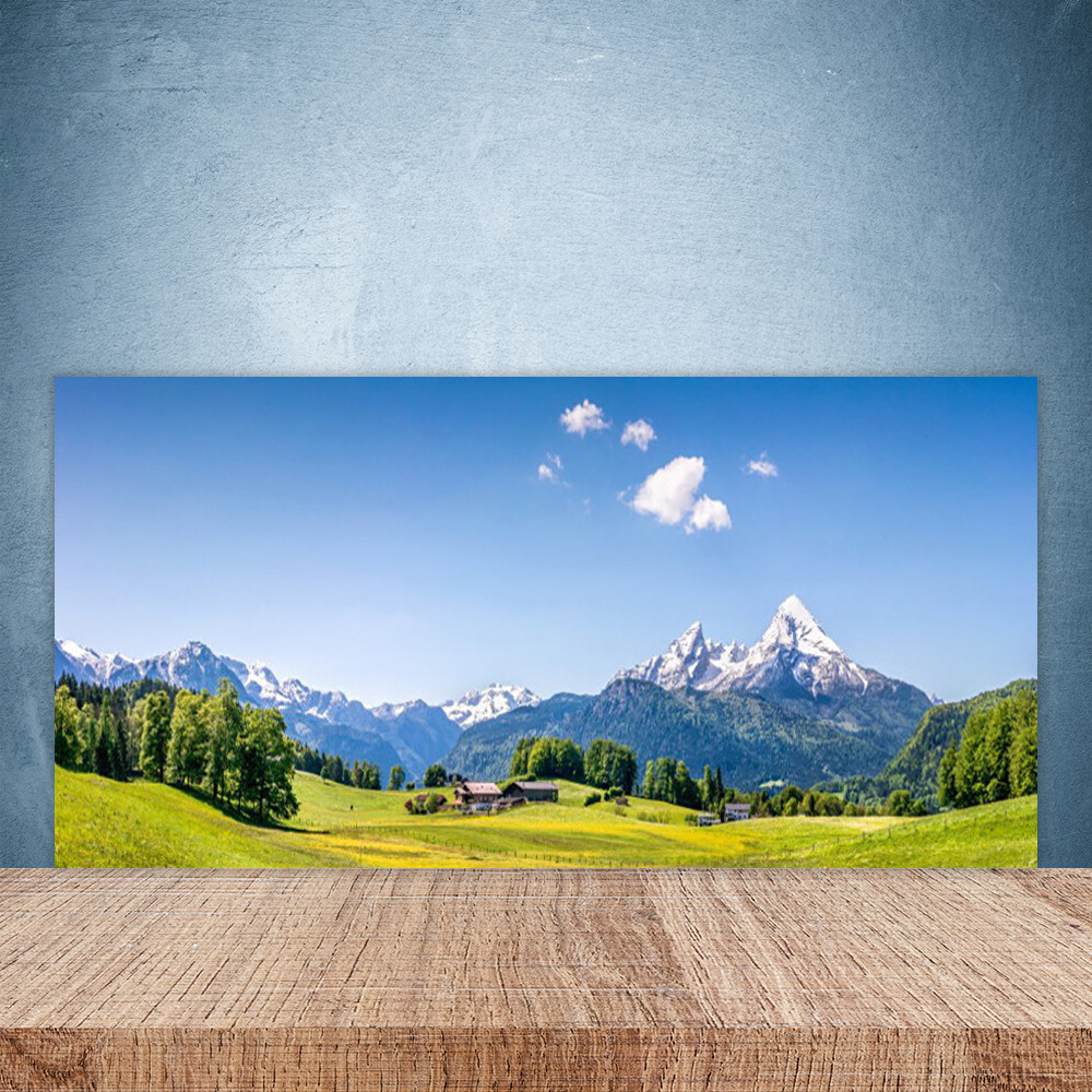 Crédence de cuisine en verre 100x50 cm motif montagne panoramique pour protection murale