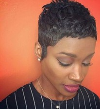 Short Real Human Hair Pixie Wigs Pixie Cut Short Black Wavy Wigs Short Wigs