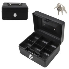 Image of Time to Sparkle 6" Metal Cash Box in Steel Metal Cash Safe Security Petty Tin