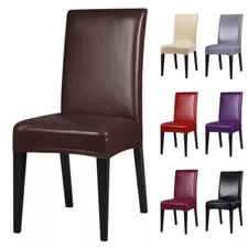 New Waterproof Premium PU Leather Chair Covers Stretch Dining Seat Slipcovers