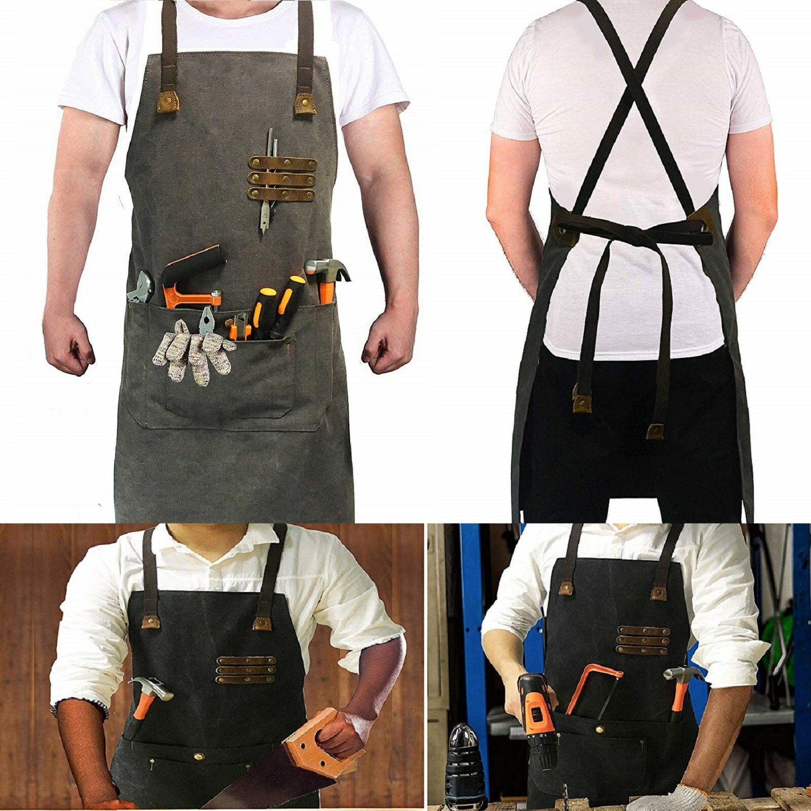 CANVAS WORK APRON Tools Apron Water Resistant Workshop 