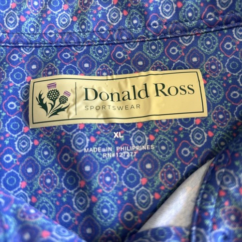 Donald Ross Sport Polo Shirt Adult XL Blue Pink Golf Performance Mens - Picture 3 of 8