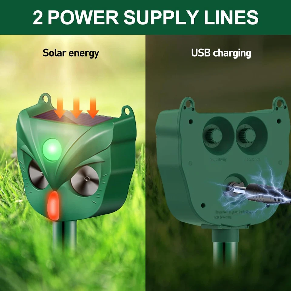 Solar Ultraschall Tiervertreiber Marder Katzen Hunde Abwehr Schreck Vogelschreck - Bild 4 von 4