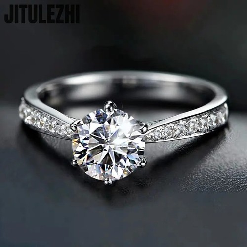 925 Sterling Silver Crystal Stone Adjustable Ring For Women Girls Jewellery Gift
