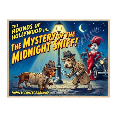 Retro Movie Poster, Classic 1950s Cinema Print, Dog Detectives, 8'' x 10.5''