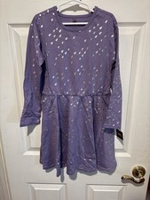 Tea Collection Girls Long Sleeve Raindrop Purple Dress Size 8 NWT