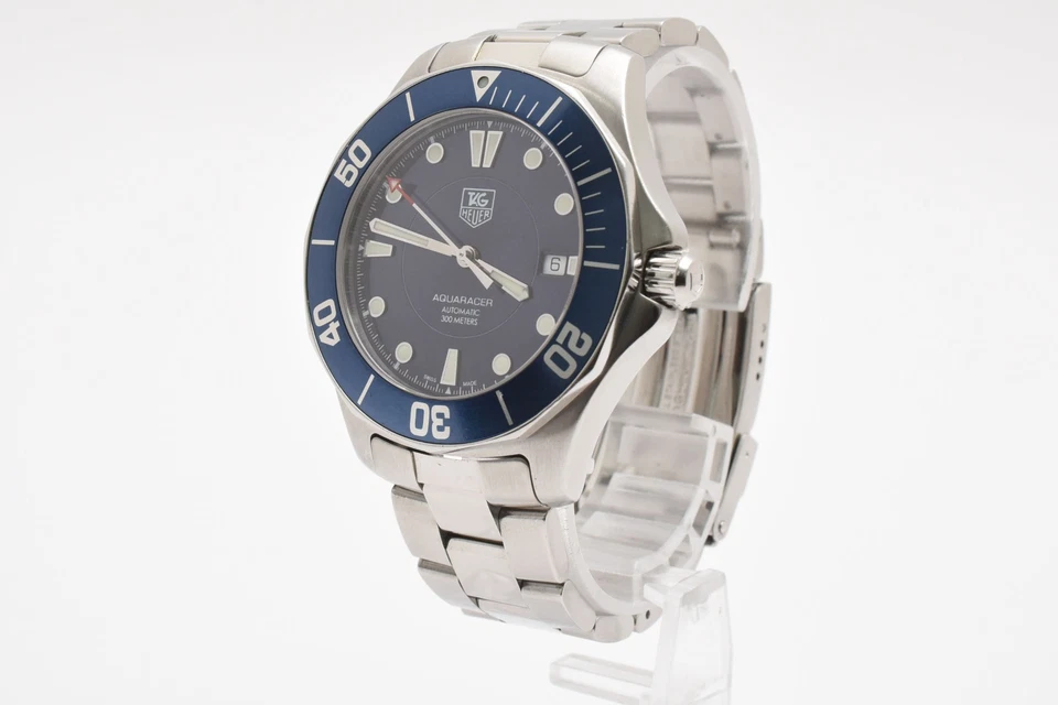 *QUASE PERFEITO* TAG HEUER Aqua racer WAB2011 data mostrador azul relógio masculino automático - Imagem 4 de 4