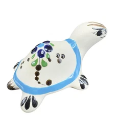 Vintage Tonala Mexico Pottery Turtle Figurine Signed Vicman Folk Art Figurine