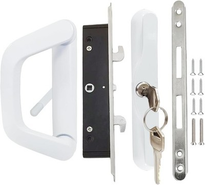 Sliding Patio Door Handle with Mortise Lock and keys, Key Cylinder and Keeper