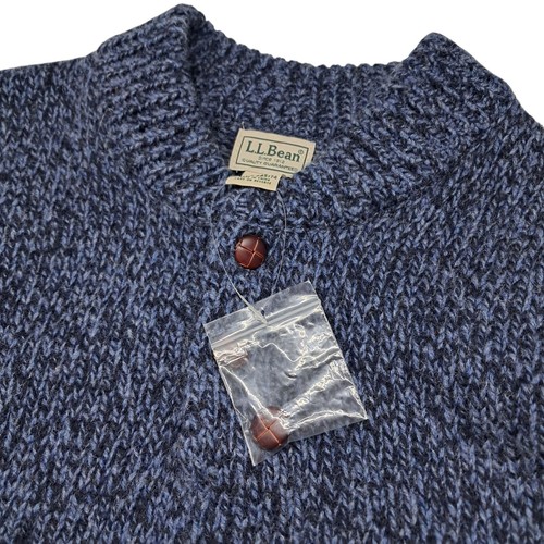 NUEVO SIN ETIQUETAS L.L. Suéter Bean Para Hombre XL Azul 100% Lana de Cordero Botón Delantero Grueso Pesado - Imagen 4 de 8