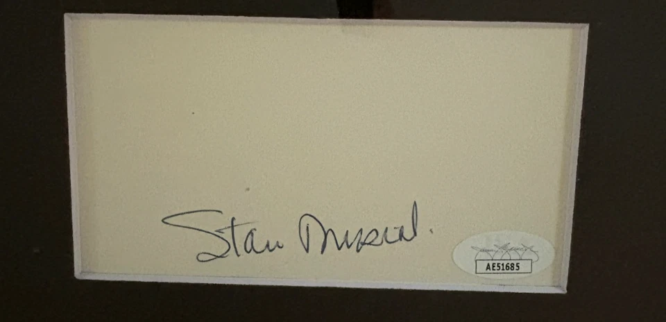 Stan Musial - 12x18" Framed Signed Card and 8x10 Art Cardinals HOF Auto JSA COA - Image 4 of 4