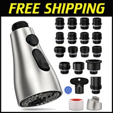 3-Mode Kitchen Faucet Head Replacement w/ 17 Adapters