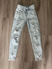 American Eagle Outfitters Strigid Curvy Ripped Mom Jeans Womens 00 Blue Denim