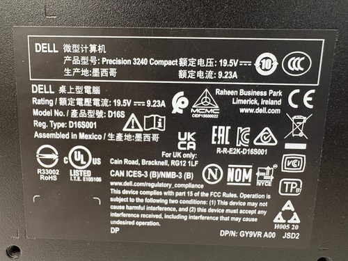 DELL PRECISION 3240 COMPACT DESKTOP W/ INTEL I7 10700 CPU ONLY - NO RAM/SSD - Bild 12 von 13