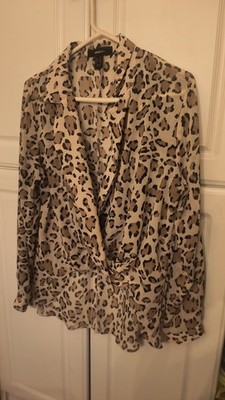 Forever 21 Women's Med Animal Print Long Sleeve  Button Up  Size 0X (F7