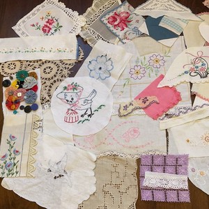 LOVELY Vintage Cutter Embroidery, Lace, etc for Slow Stitching, Crafting lot 30+