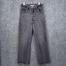 Levis Jeans Womens 27 Gray Ribcage Straight Ankle Dark Wash Button Fly Denim