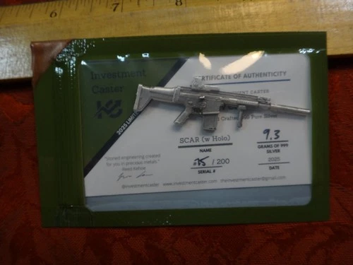 Rare Investment Caster SCAR (W Holo) Rifle 9.3 Grams .999 Fine Silver LE 75/200