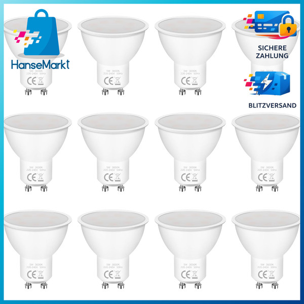GU10 LED Lampe 5W 6000K 400 Lumen Nicht Dimmbar 12 StüCk Reflektorlampen-image