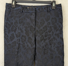 Zara Basic sz XS Jacquard Pants textured print blue  black mid rise 2930