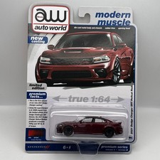 AUTOWORLD 1/64 DIECAST CAR MODERN MUSCLE 2021 DODGE CHARGER HELLCAT OCTANE RED