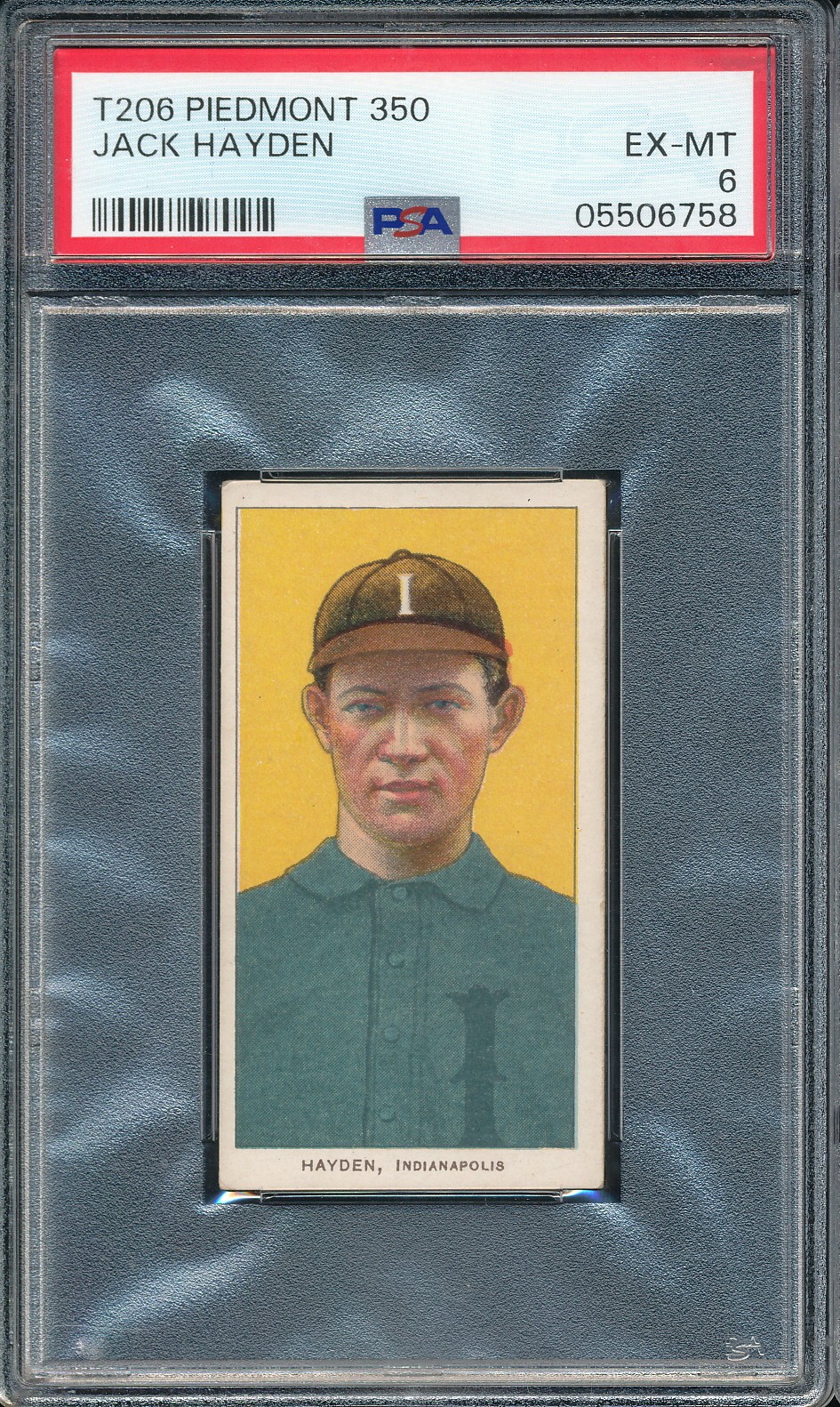 T206 Piedmont 350/25 Jack Hayden PSA 6 - Indianapolis