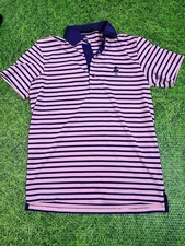 Greyson Small Golf Polo Shirt Pink Purple Striped Short Sleeve Casual Menswear
