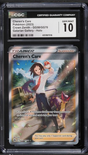 CGC 10 ENGLISH Cheren's Care GG58/GG70 Crown Zenith Pokemon Card Holo