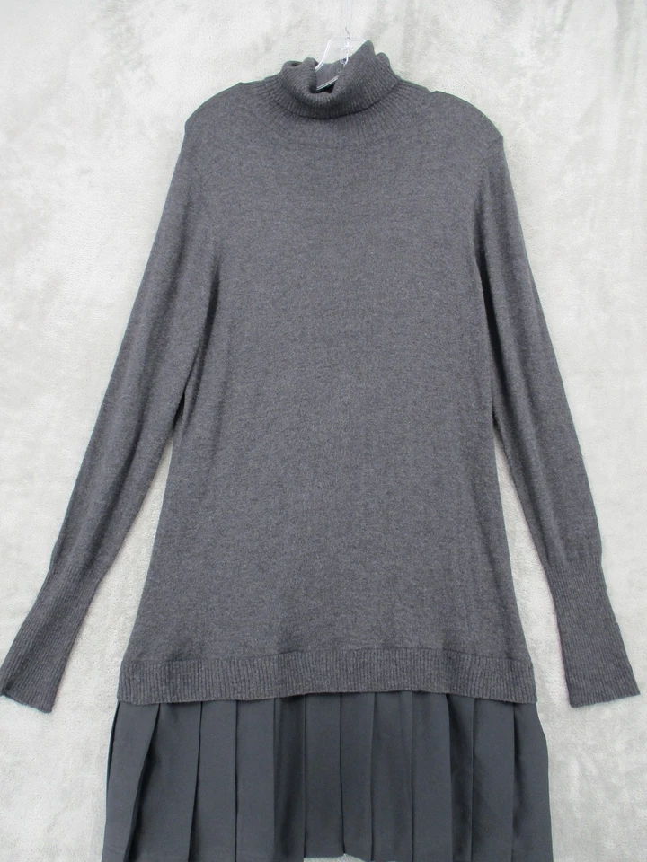 Vestido Suéter Suave Envolventes Grande Angora Plisado Falda Cuello Alto Pullover Foto 3 de 4