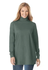 Woman Within Plus Size Perfect Long-Sleeve Turtleneck Tee