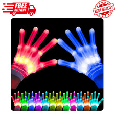 12 Color LED Light Up Gloves Finger Flashing Toys for Halloween Birthday Medium