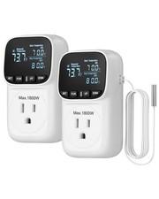 DEWENWILS Digital Temperature Controller,2 Pack 15A/1800W Thermostat Outlet Plug