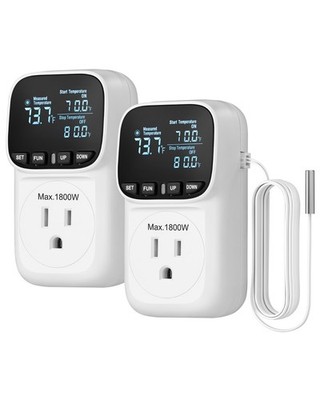 DEWENWILS Digital Temperature Controller 2 Pack 15A 1800W Thermostat Outlet