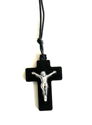 Black 1-3/4'' Crucifix Pendant with Corpus