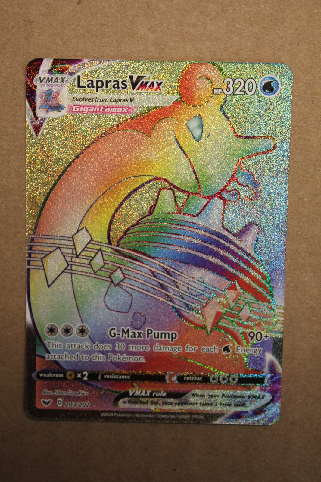 Pokémon TCG Lapras VMAX Sword & Shield Base Set 203/202 NM Pokemon Card