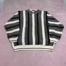 Vintage Knitted Jumper Abstract Patterned Grandad Knit Sweater Men's Xl