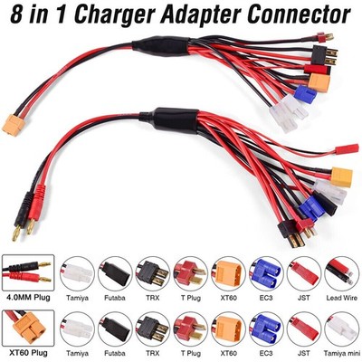 RC 8-in-1-Ladeadapter-Anschluss 4,0 mm Banane/XT60 TRX Tamiya Lipo RC-Akku Parts