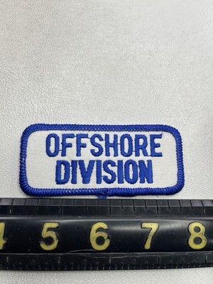 Vtg Blue On White OFFSHORE DIVISION Oil Industry Patch T103