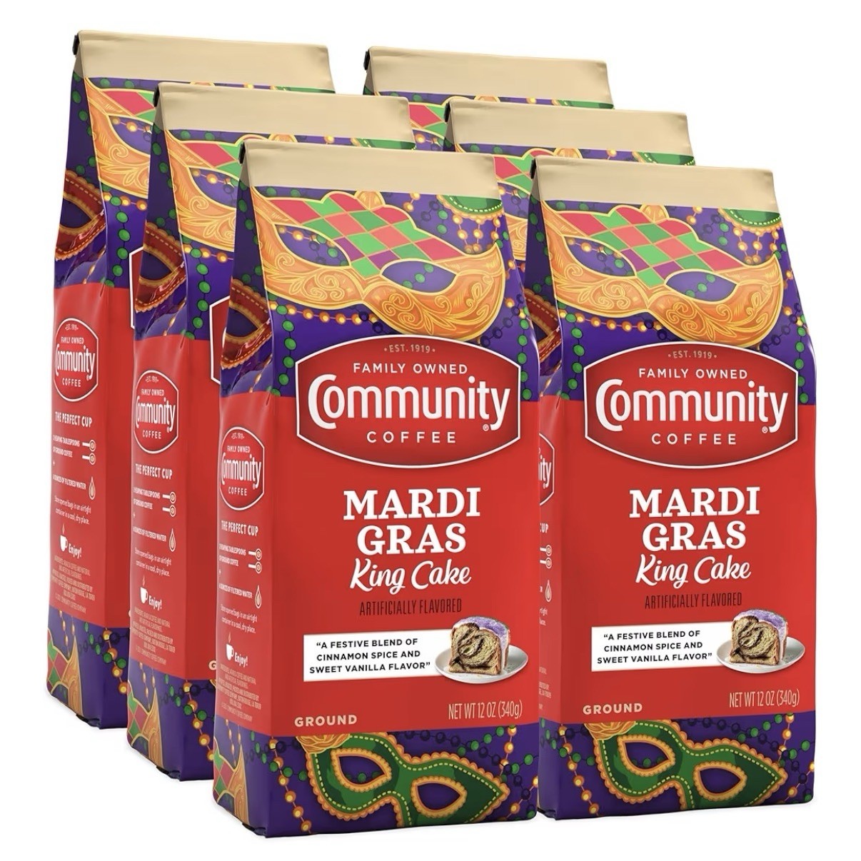 Community Coffee Mardi Gras King Cake Flavored Medium Roast 