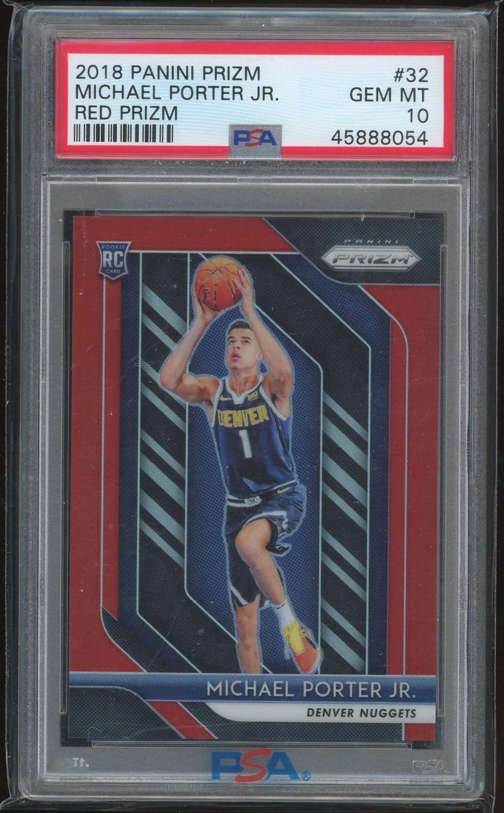 Michael Porter Jr. 2018-19 Panini Prizm Prizms Red RC #/299 PSA 10