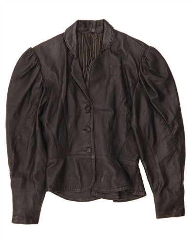 VINTAGE Damen Lederjacke UK 12 Medium schwarz Leder AM01