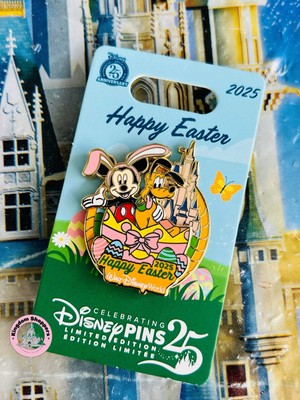2025 Disney Parks Walt Disney World Happy Easter Mickey Mouse Pluto Pin LE 3000