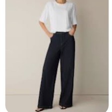 Eileen Fisher Womens Large Dark Wash Wide Leg Denim Jeans High Rise Made in USA