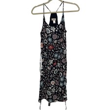 Loft Floral Navy Midi Dress Womens M Petite Garden Party Brunch Office Wear