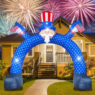 11FT 4th of July Inflatable Decorations,Uncle Sam Archway Decor with Build-in LE