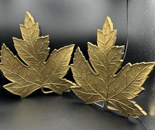 VTG SYROCO 4365-C GOLD Tone 3D Curve MAPLE LEAF Wall Hanger 12X10 Lot Of 2