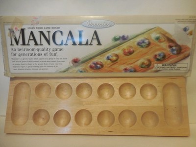 Mancala Solid Wood Board With Gemstone Playing Pieces 1995 Cardinal Games