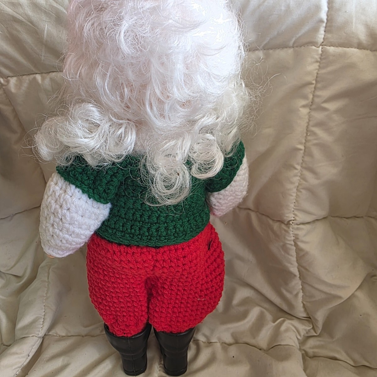 Vintage Christmas Santa Claus Figure Handmade Crocheted Santa Suit